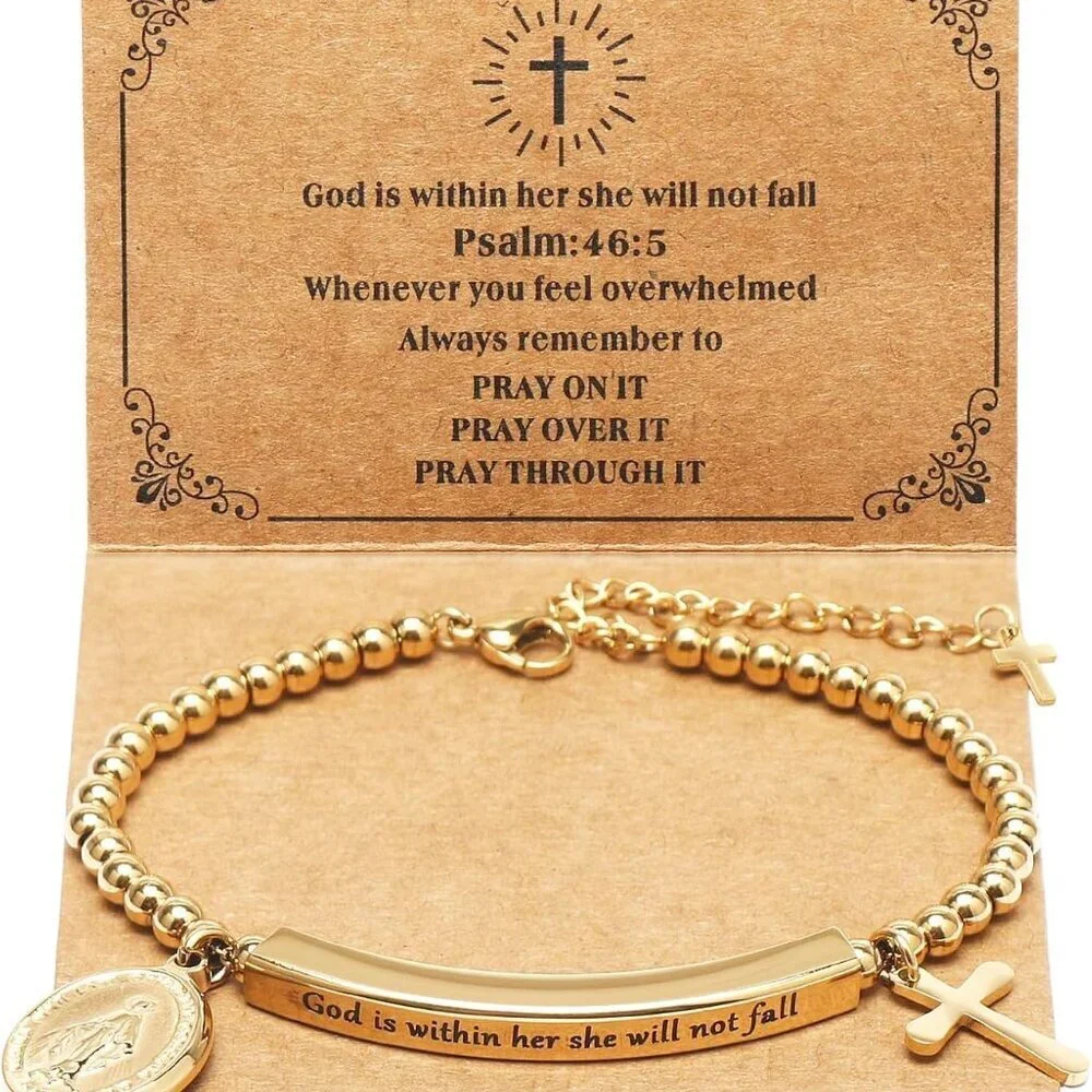 Inspirational Christian Steel Bracelet for Women Psalm 46:5 Gift Jewelry